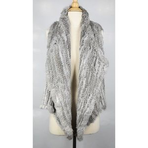 525 America Luxe Real Rabbit Fur Open Vest NEW